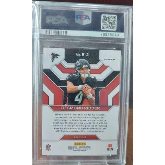 Desmond Ridder 2022 Panini Prizm RC Rookie Emergent Silver Prizm #E2 PSA 9 MINT - Picture 2 of 2
